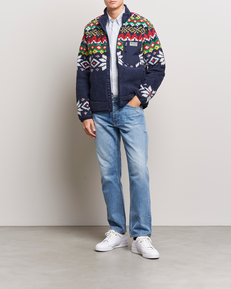 Heren | Truien | Polo Ralph Lauren | Bonded Hi-Pile Snowflake Fairisle Full Zip Navy
