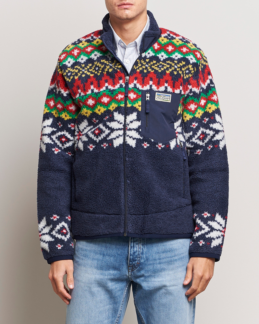 Heren | Truien | Polo Ralph Lauren | Bonded Hi-Pile Snowflake Fairisle Full Zip Navy