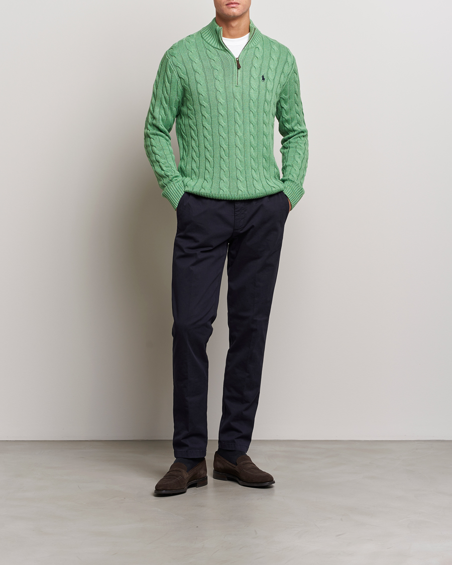 Heren | Truien | Polo Ralph Lauren | Cotton Cable Half Zip Sweater Field Green Heather