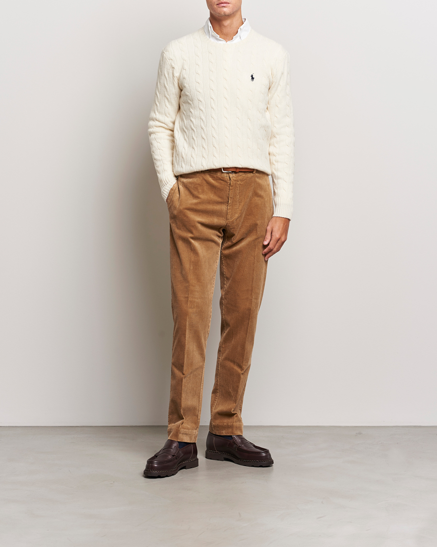 Heren | Truien | Polo Ralph Lauren | Wool/Cashmere Cable Crew Neck Andover Cream