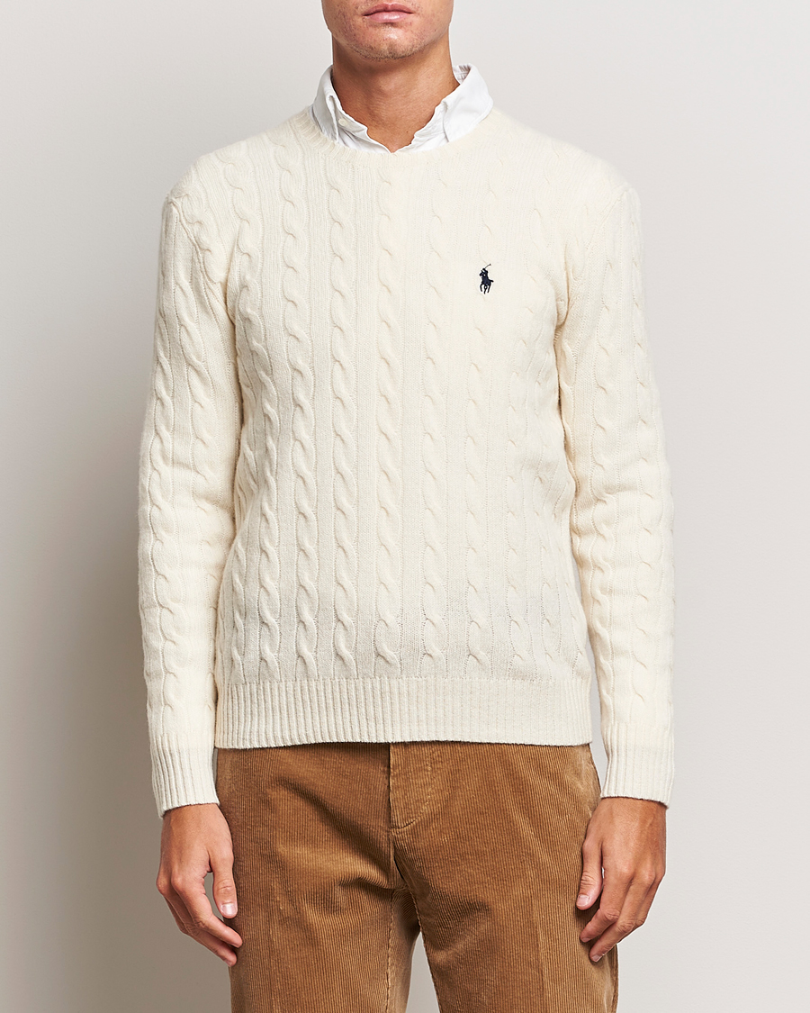 Heren | Truien | Polo Ralph Lauren | Wool/Cashmere Cable Crew Neck Andover Cream