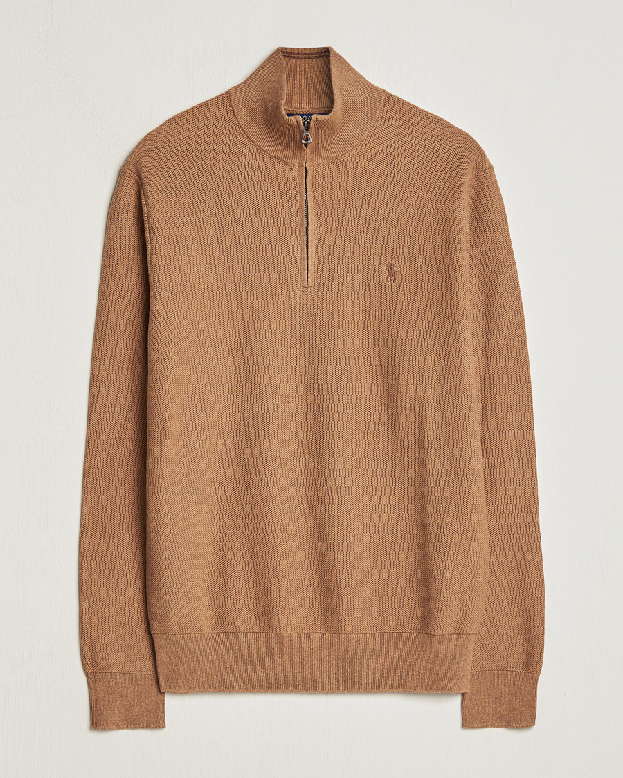 Heren | Truien | Polo Ralph Lauren | Textured Half Zip Latte Brown Heather