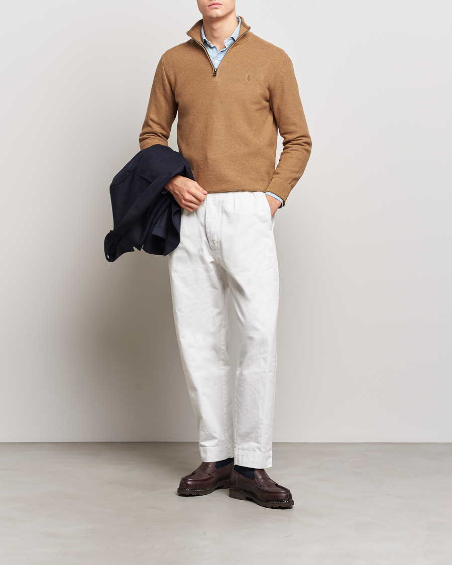 Heren | Truien | Polo Ralph Lauren | Textured Half Zip Latte Brown Heather