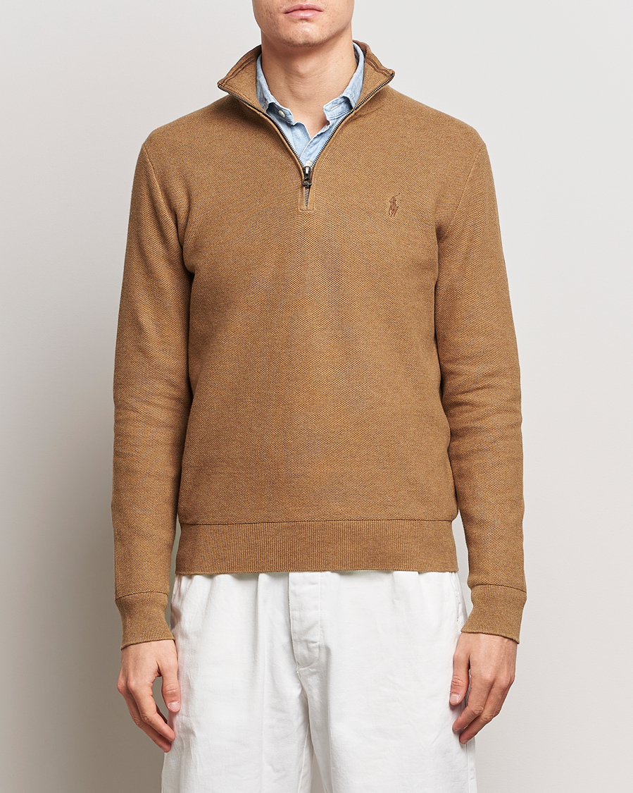 Heren | Truien | Polo Ralph Lauren | Textured Half Zip Latte Brown Heather