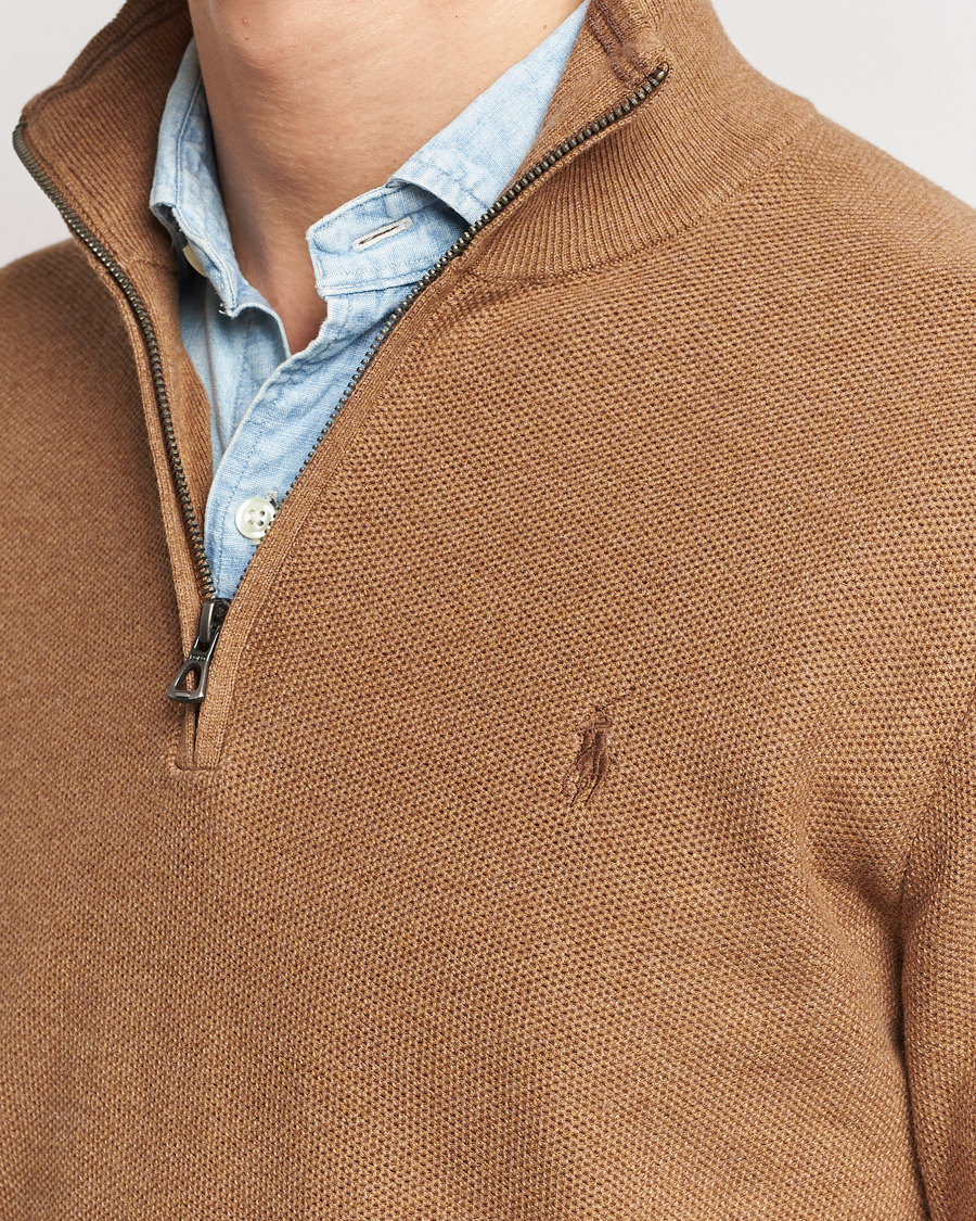 Heren | Truien | Polo Ralph Lauren | Textured Half Zip Latte Brown Heather