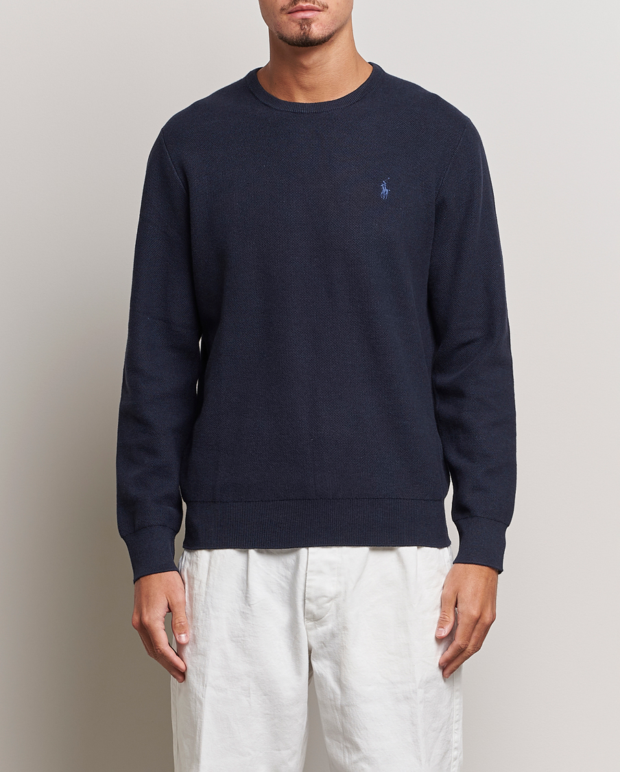 Men |  | Polo Ralph Lauren | Textured Crew Neck Sweater Navy Heather