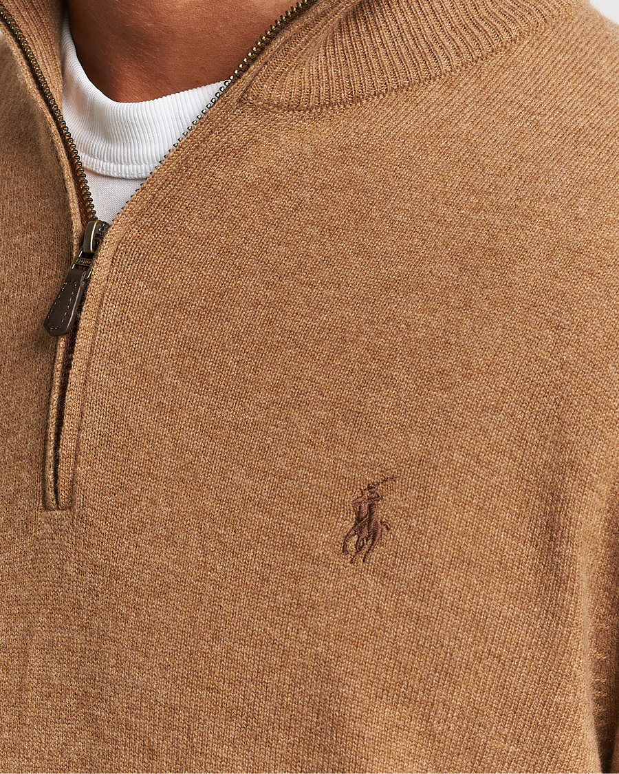 Heren | Truien | Polo Ralph Lauren | Merino Knitted Half Zip Sweater Latte Brown Heather
