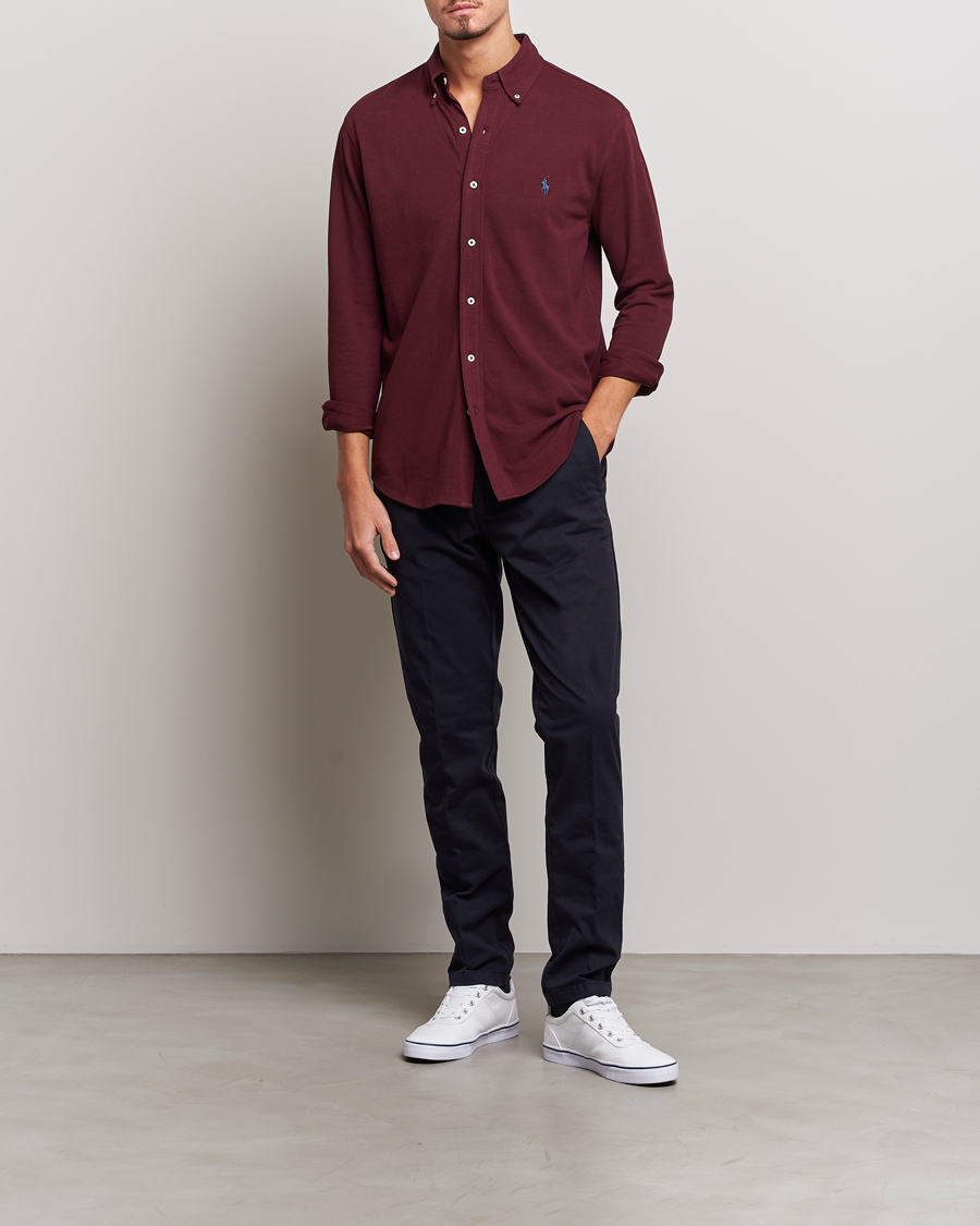 Heren | Overhemden | Polo Ralph Lauren | Slim Fit Featherweight Mesh Shirt Harvard Wine
