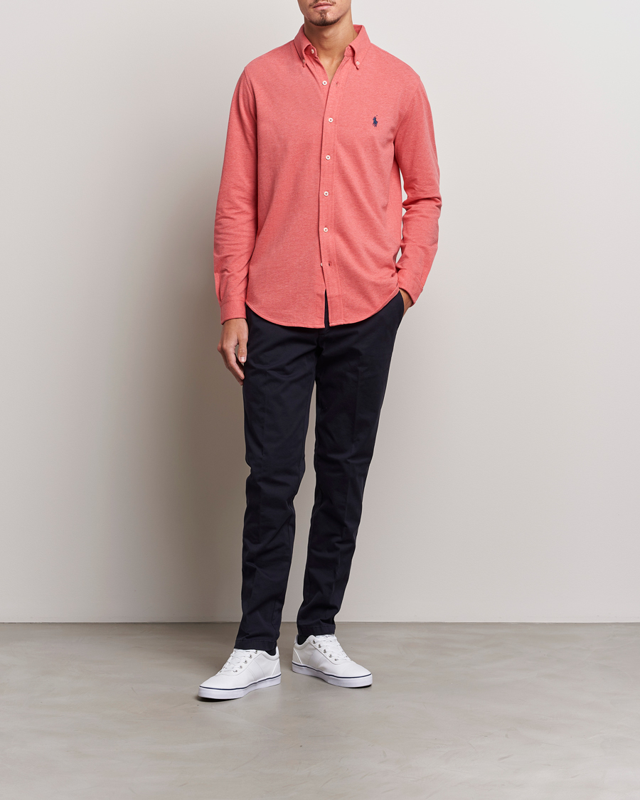 Heren | Overhemden | Polo Ralph Lauren | Slim Fit Featherweight Mesh Shirt Highland Rose Heather