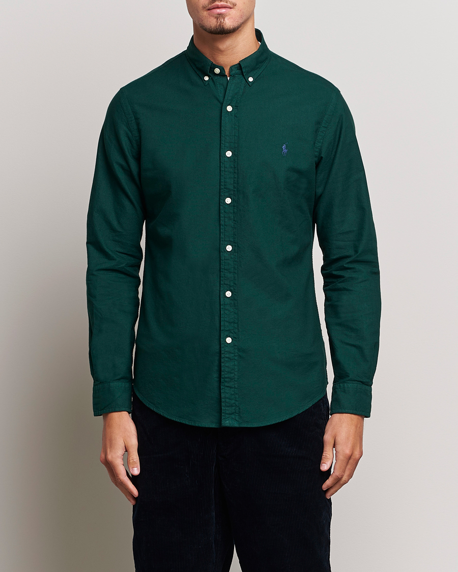 Heren |  | Polo Ralph Lauren | Slim Fit Garment Dyed Oxford Moss Agate