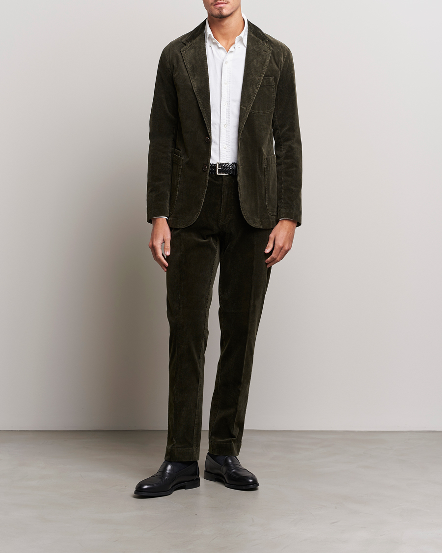 Heren | Broeken | Polo Ralph Lauren | Corduroy Pleated Trousers Oil Cloth Green