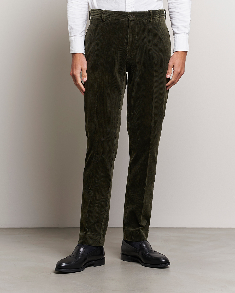 Heren | Broeken | Polo Ralph Lauren | Corduroy Pleated Trousers Oil Cloth Green