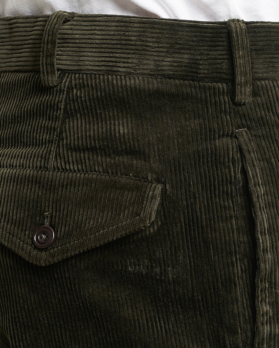 Heren | Broeken | Polo Ralph Lauren | Corduroy Pleated Trousers Oil Cloth Green