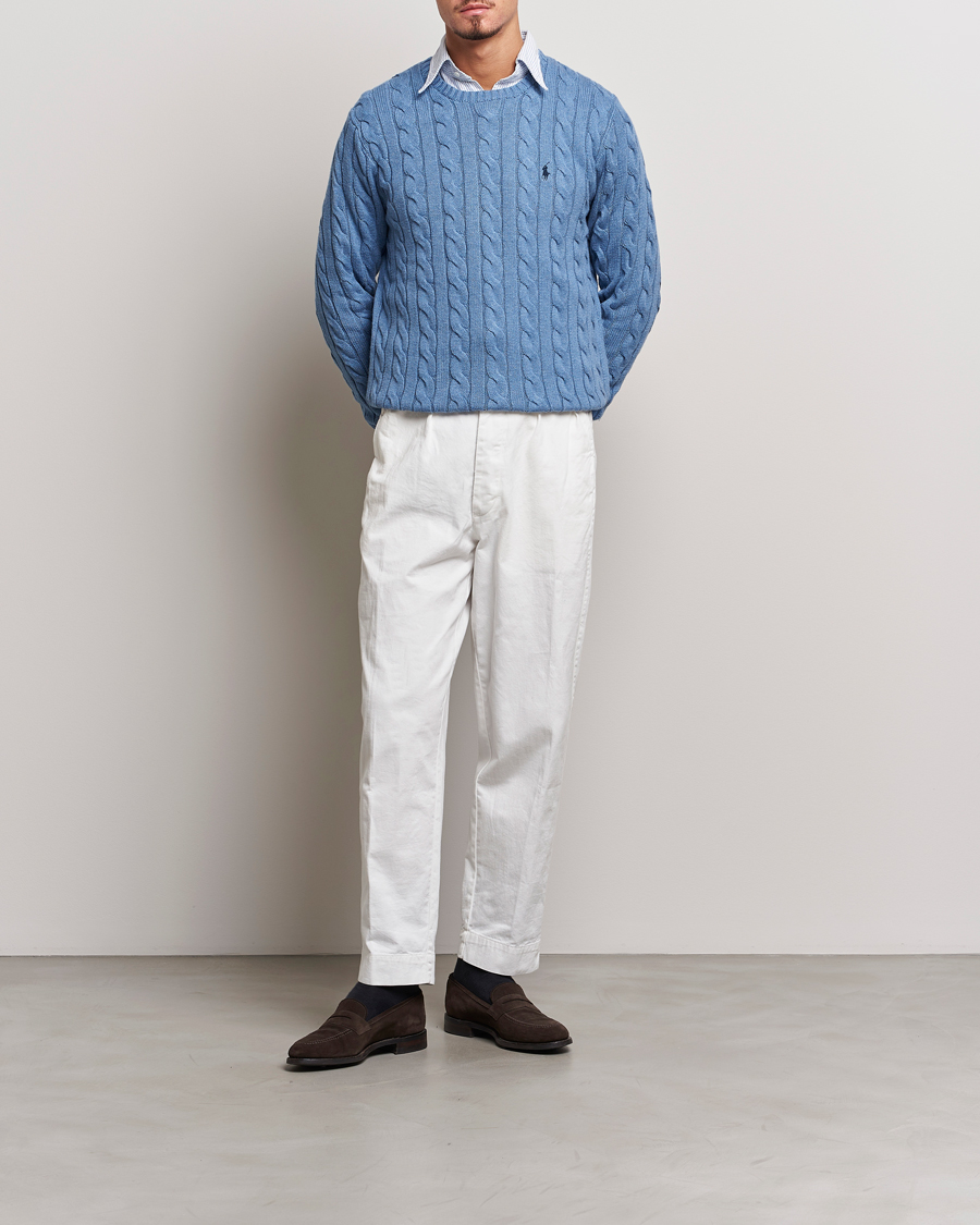 Heren | Truien | Polo Ralph Lauren | Cotton Cable Pullover Sky Blue Heather