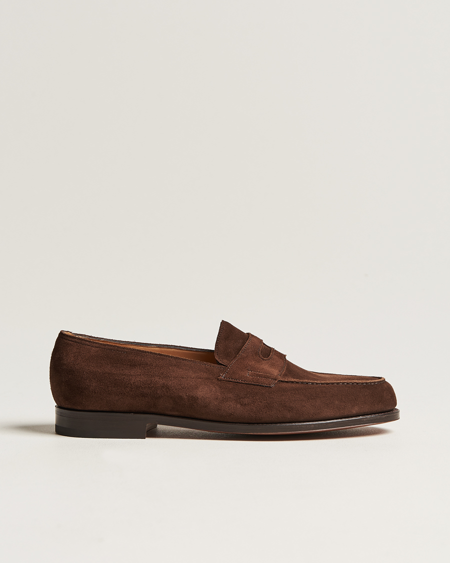 Heren | Instappers | John Lobb | Lopez Penny Loafer Dark Brown Suede
