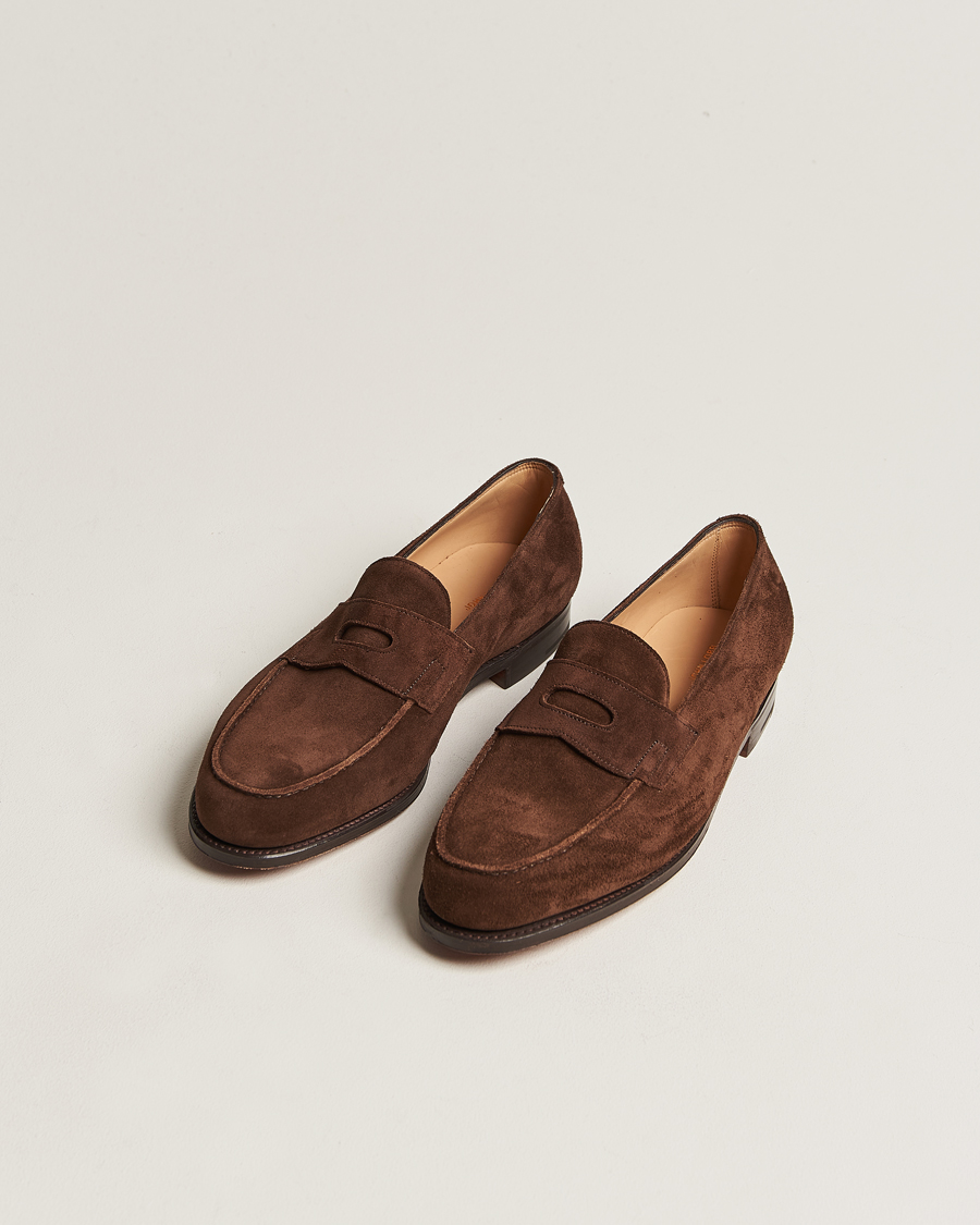 Heren | Suède schoenen | John Lobb | Lopez Penny Loafer Dark Brown Suede