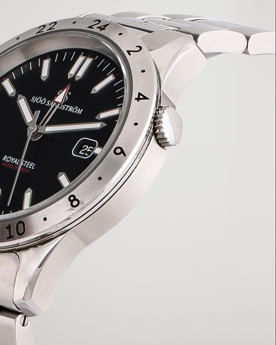 Heren | Sjöö Sandström Pre-Owned Royal Steel Worldstimer 41mm SS-1841-WT Steel Black | Sjöö Sandström Pre-Owned | Royal Steel Worldstimer 41mm SS-1841-WT Steel Black