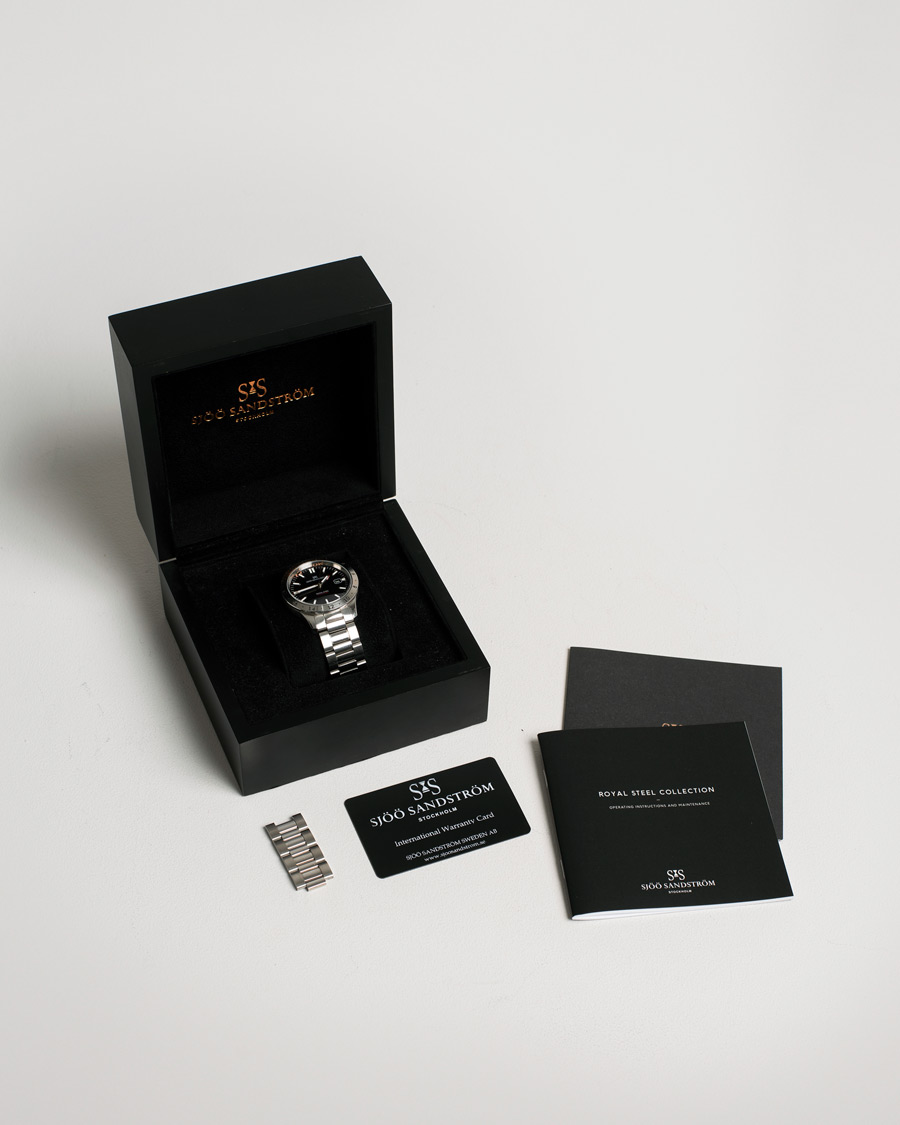 Heren | Sjöö Sandström Pre-Owned Royal Steel Worldstimer 41mm SS-1841-WT Steel Black | Sjöö Sandström Pre-Owned | Royal Steel Worldstimer 41mm SS-1841-WT Steel Black