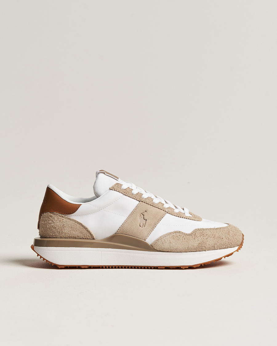 Heren | Polo Ralph Lauren Train 89 Running Sneaker White/Brown | Polo Ralph Lauren | Train 89 Running Sneaker White/Brown