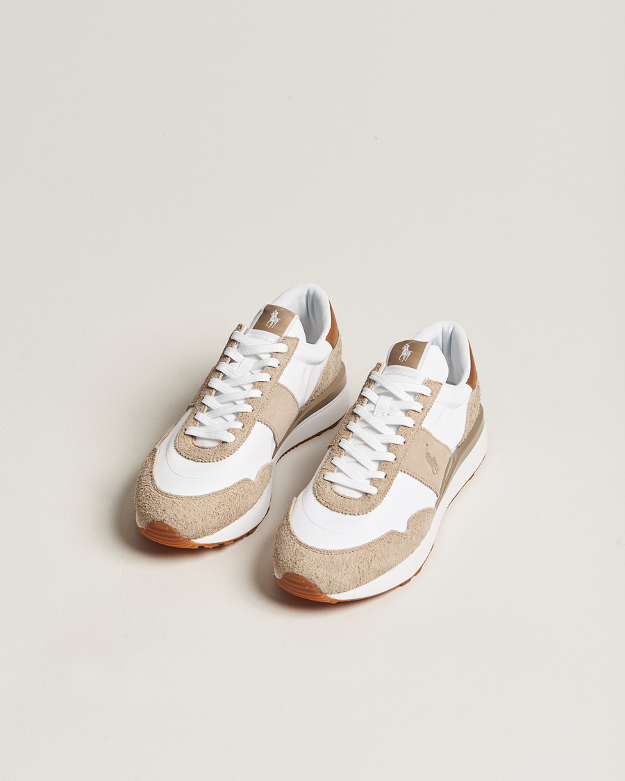 Heren | Polo Ralph Lauren Train 89 Running Sneaker White/Brown | Polo Ralph Lauren | Train 89 Running Sneaker White/Brown