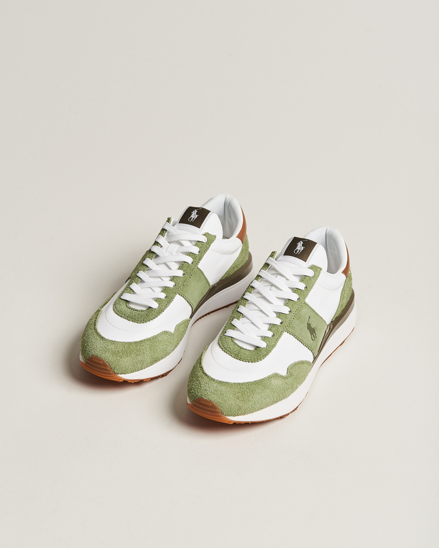 Heren | Polo Ralph Lauren Train 89 Running Sneaker White/Olive | Polo Ralph Lauren | Train 89 Running Sneaker White/Olive