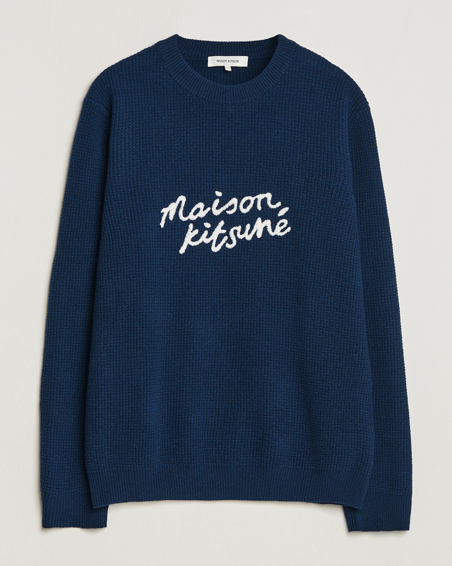 Heren | Truien | Maison Kitsuné | Handwriting Wool Crew Neck Sweater Ink Blue