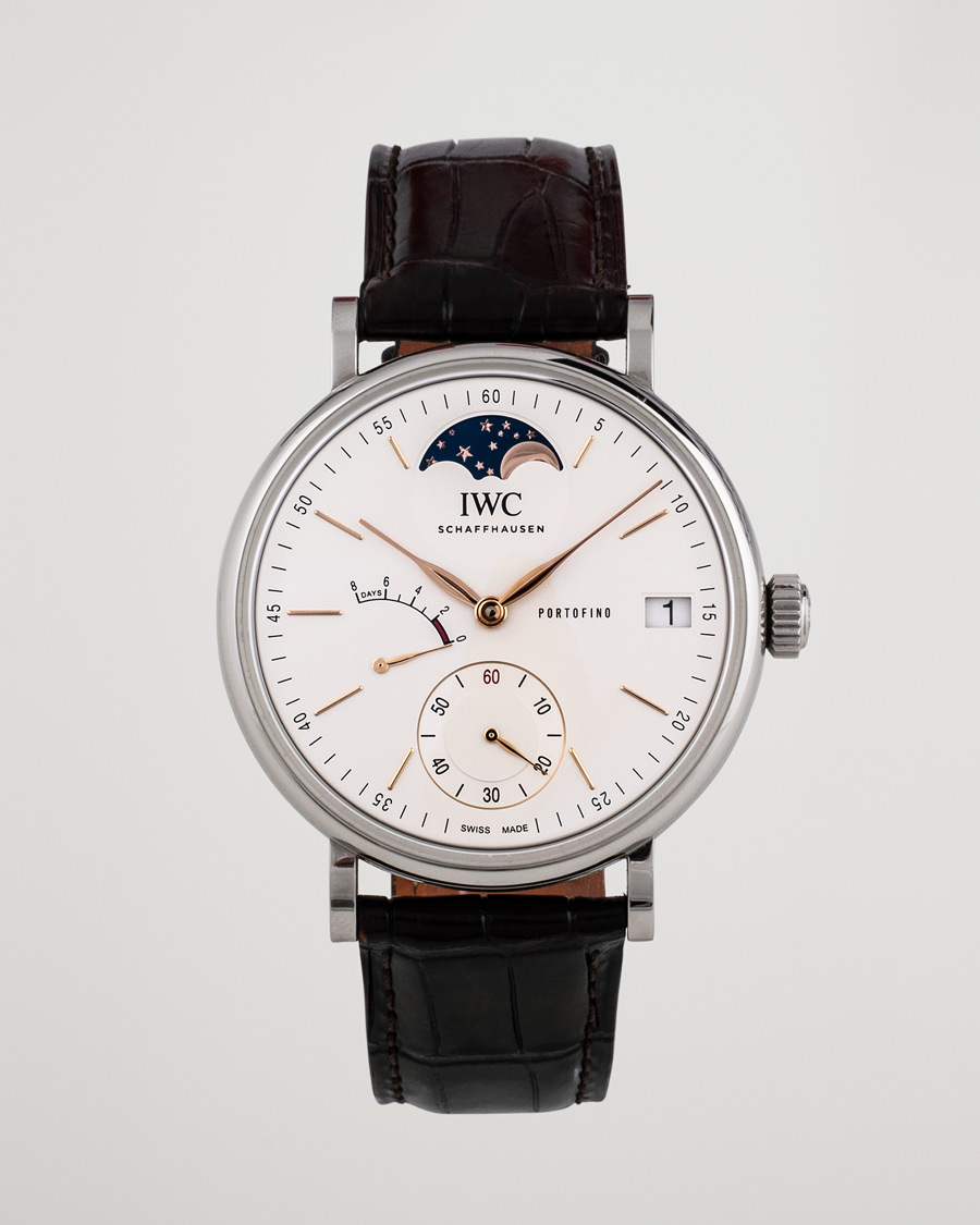 Heren | IWC Pre-Owned Portofino Moon Phase IW516401 Steel White | IWC Pre-Owned | Portofino Moon Phase IW516401 Steel White