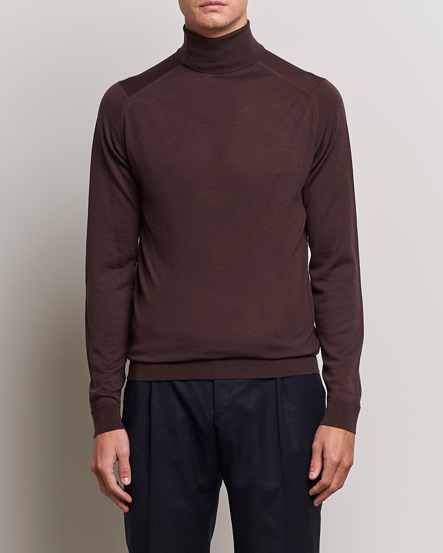 Heren | Truien | John Smedley | Cherwell Extra Fine Merino Rollneck Truffle Brown