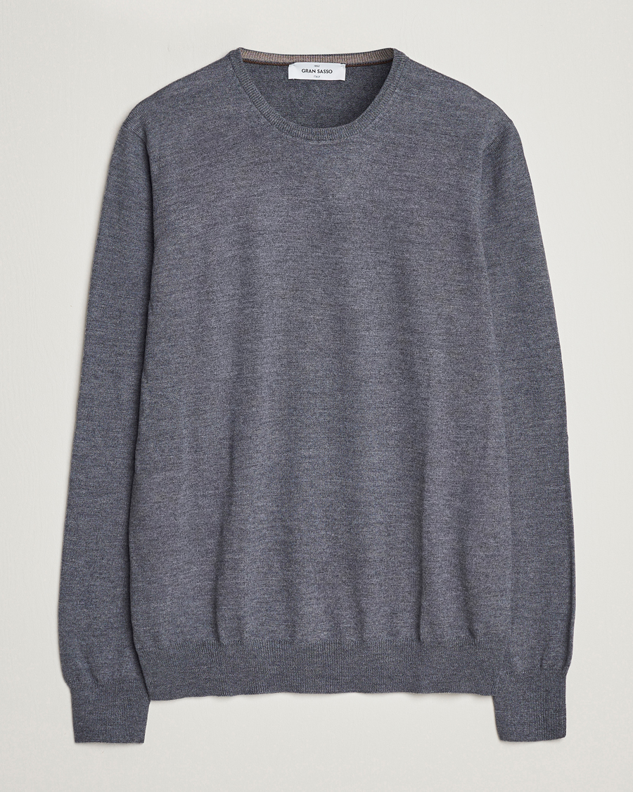 Heren | Truien | Gran Sasso | Merino Fashion Fit Crew Neck Pullover Grey Melange
