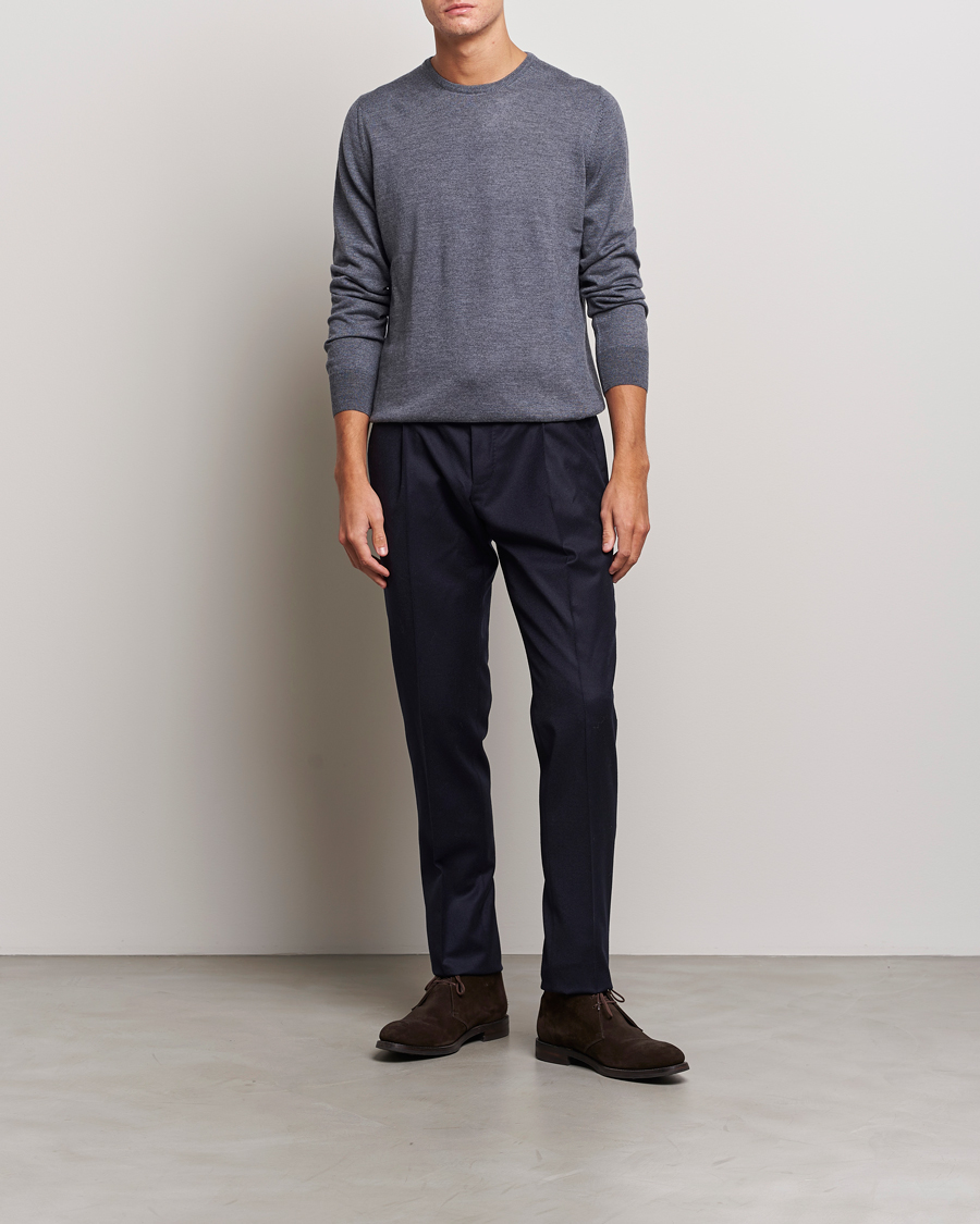 Heren | Truien | Gran Sasso | Merino Fashion Fit Crew Neck Pullover Grey Melange