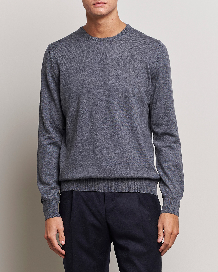 Heren | Truien | Gran Sasso | Merino Fashion Fit Crew Neck Pullover Grey Melange
