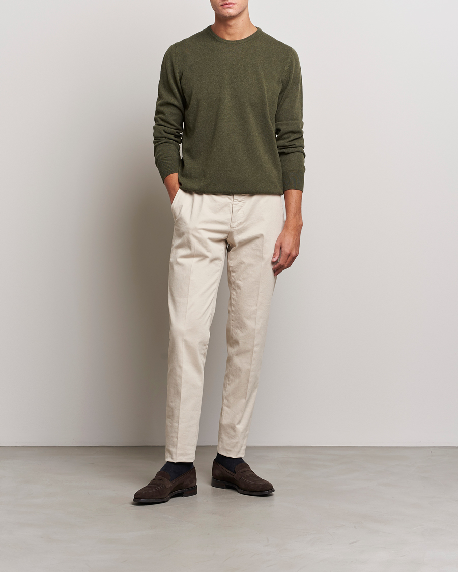 Heren | Truien | Gran Sasso | Wool/Cashmere Crew Neck Olive Melange
