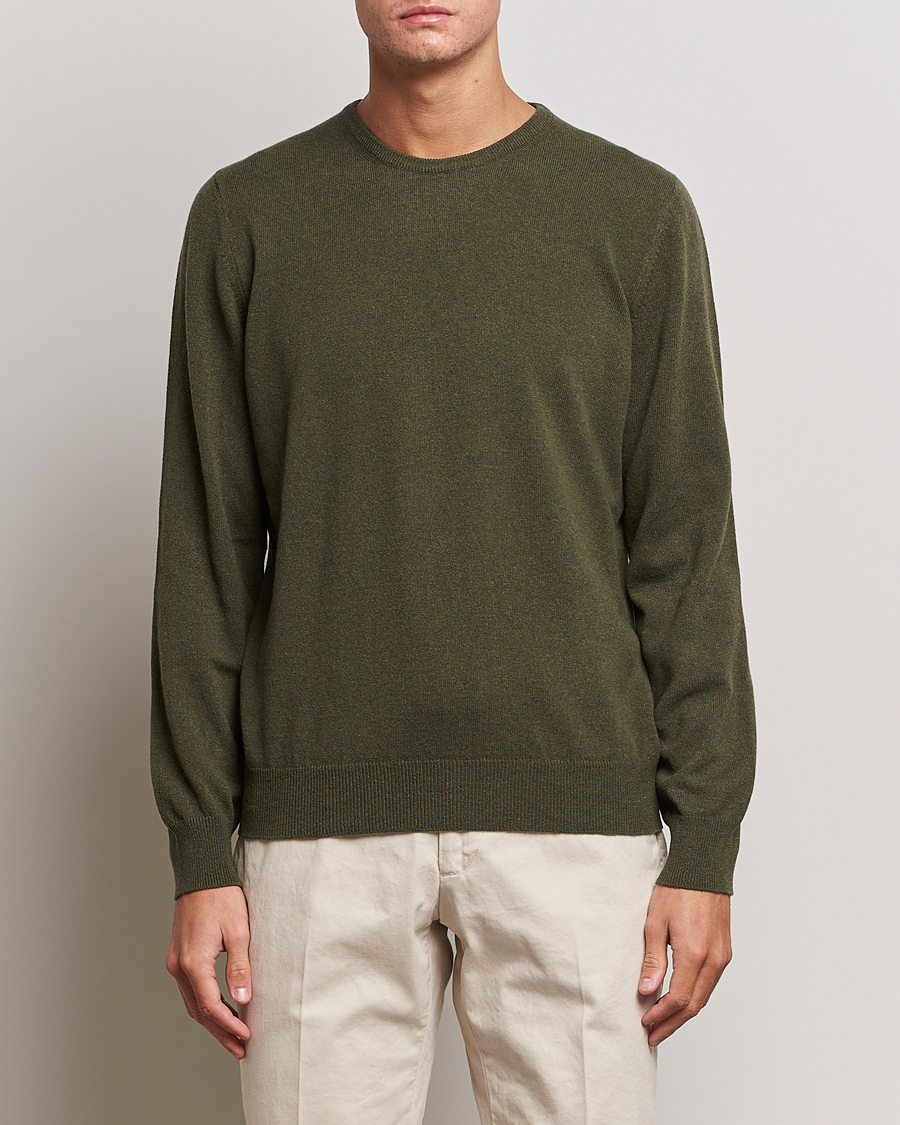 Heren | Truien | Gran Sasso | Wool/Cashmere Crew Neck Olive Melange