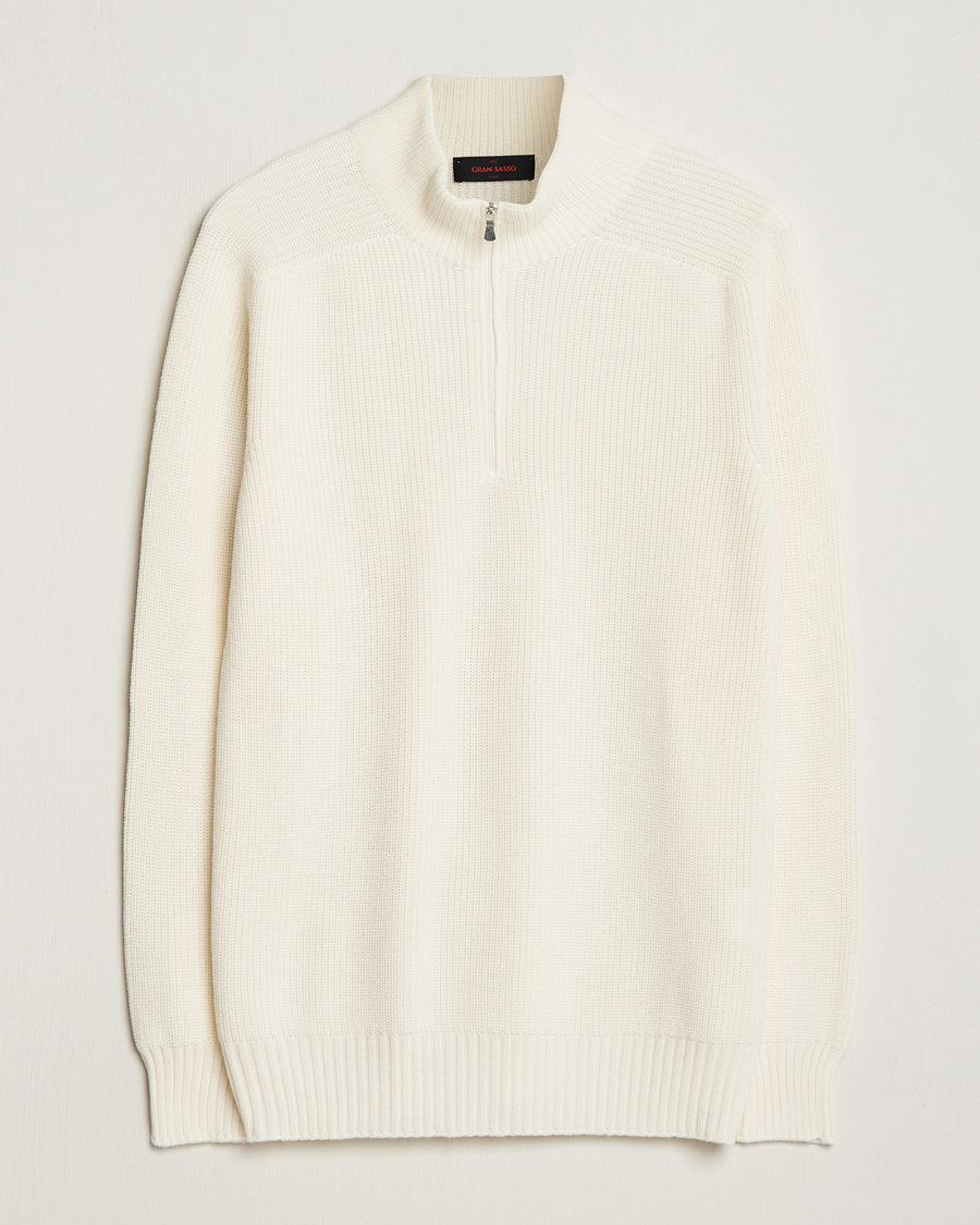 Heren | Truien | Gran Sasso | Rainwool Half Zip White