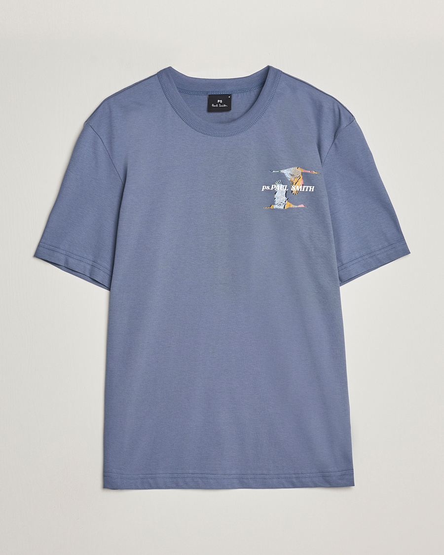 Heren | PS Paul Smith | PS Paul Smith | Flying Bird Crew Neck T-Shirt Washed Blue