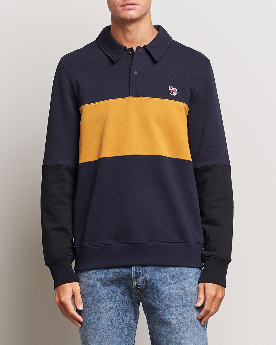 Heren |  | PS Paul Smith | Organic Cotton Zebra Colorblocked Rugger Navy/Yellow
