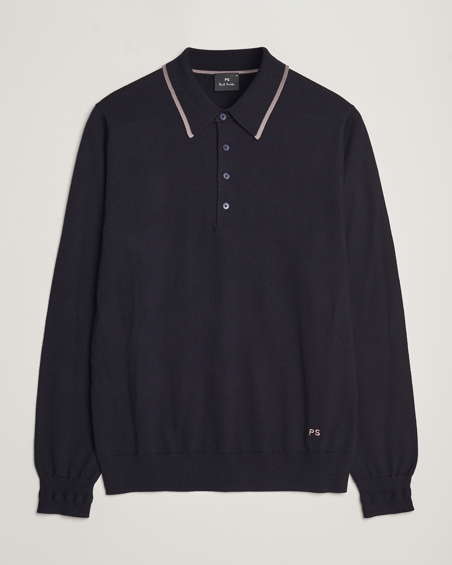 Heren | Truien | PS Paul Smith | Merino Wool Knitted Polo Navy