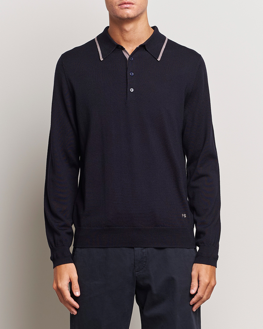 Heren | Truien | PS Paul Smith | Merino Wool Knitted Polo Navy