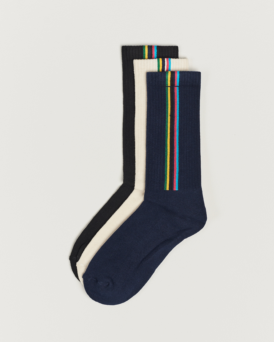 Heren | Ondergoed | PS Paul Smith | 3-Pack Striped Socks Black/Navy/White