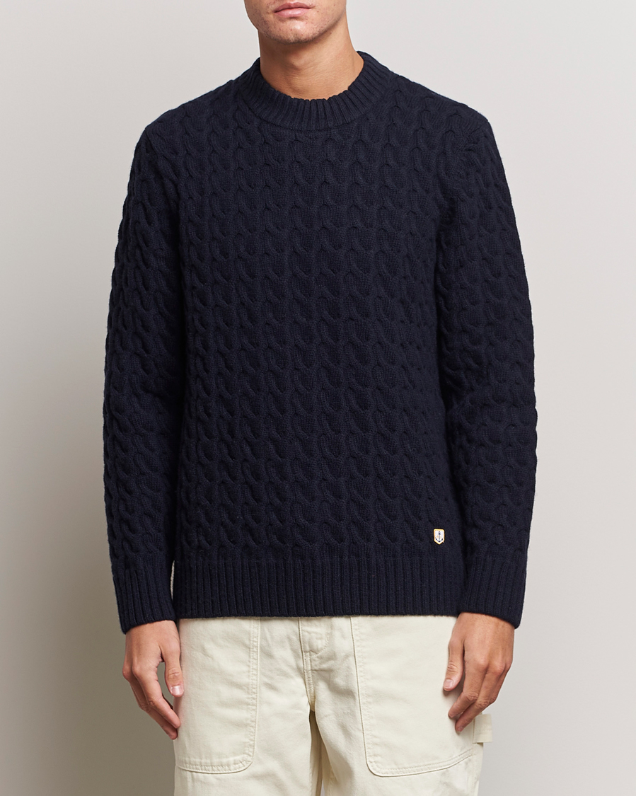 Heren | Afdelingen | Armor-lux | Pull RDC Wool Structured Knitted Sweater Navy
