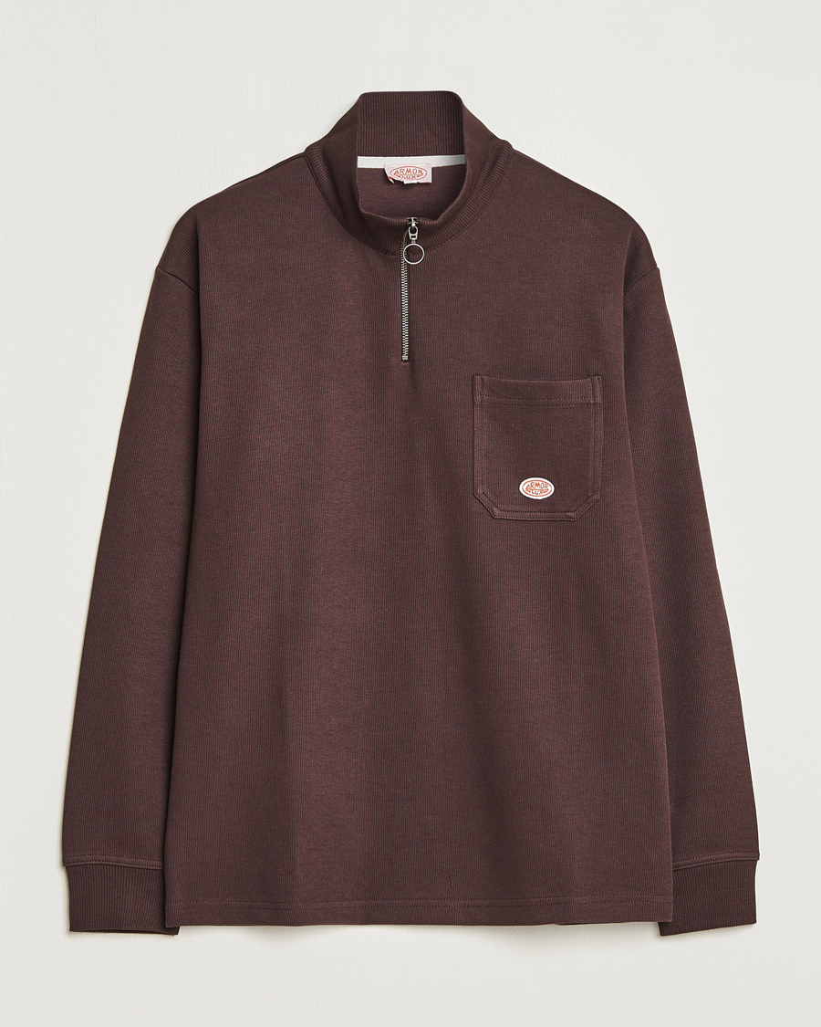 Heren | Truien | Armor-lux | Camioneur Cotton Half Zip Brown