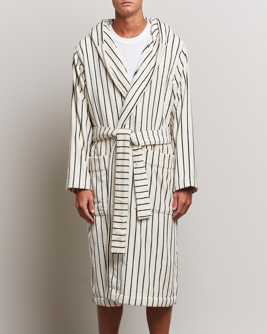 Heren |  | Tekla | Organic Terry Hooded Bathrobe Racing Green Stripes