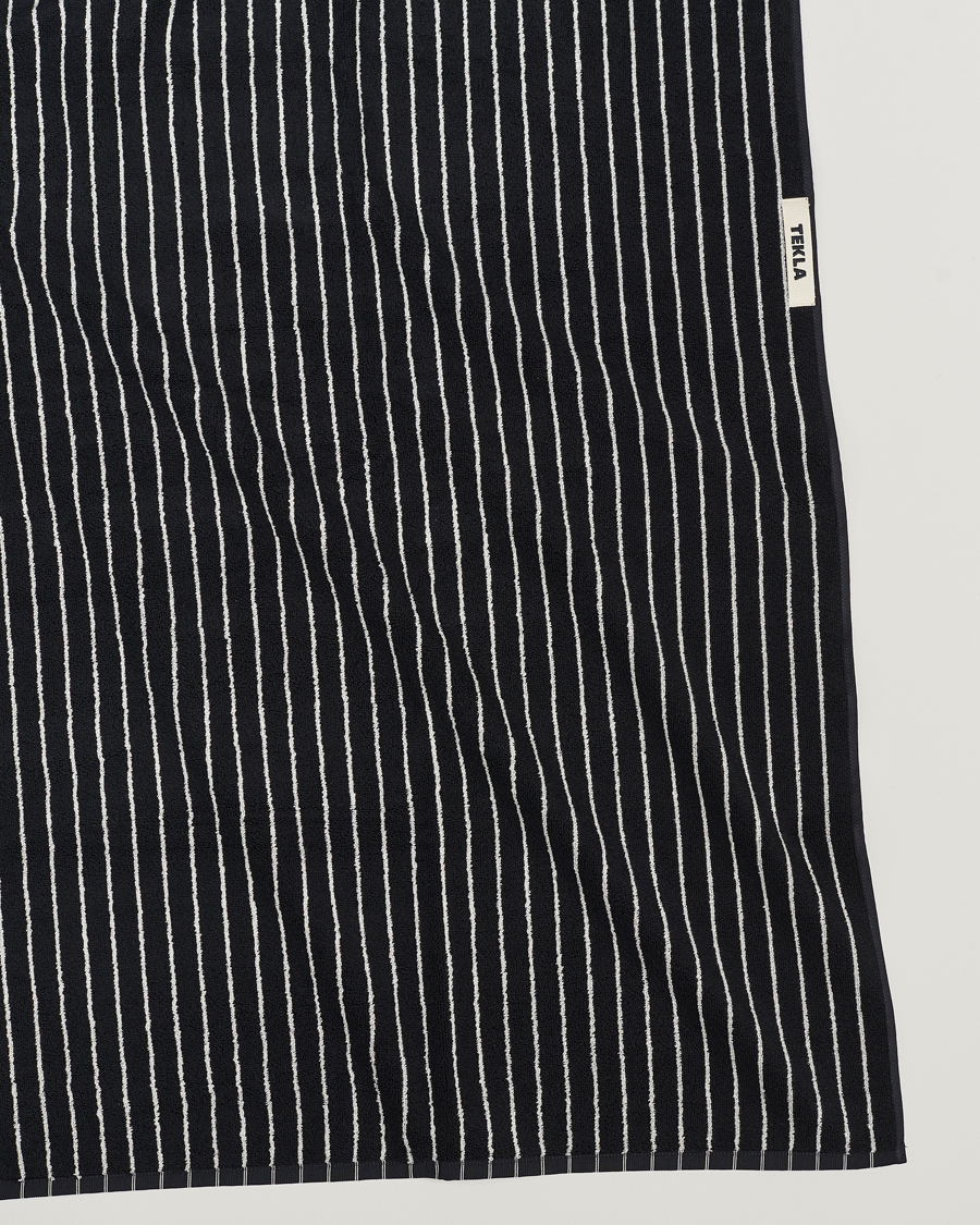 Heren | Lifestyle | Tekla | Organic Terry Bath Towel Black Stripe