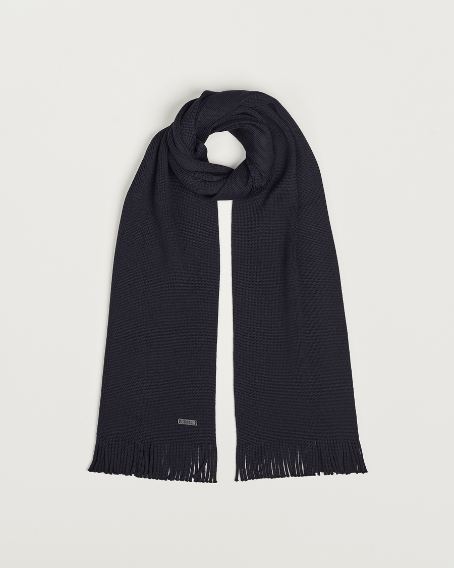 Heren | BOSS BLACK Albas Wool Scarf Dark Blue | BOSS BLACK | Albas Wool Scarf Dark Blue