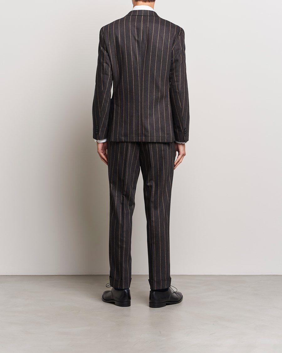 Heren | Pakken | BOSS BLACK | Huge Double Breasted Pinstripe Suit Dark Brown
