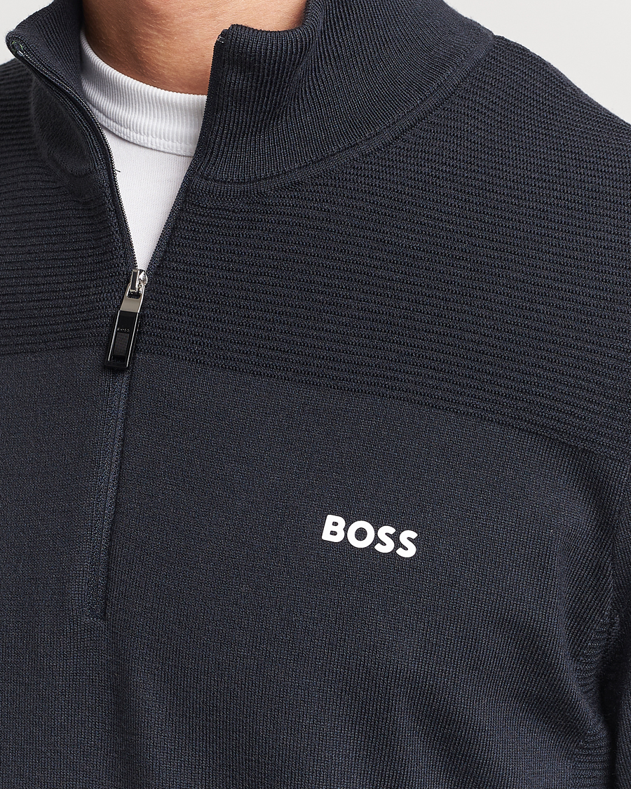 Heren | Truien | BOSS GREEN | Momentum Knitted Half Zip Dark Blue
