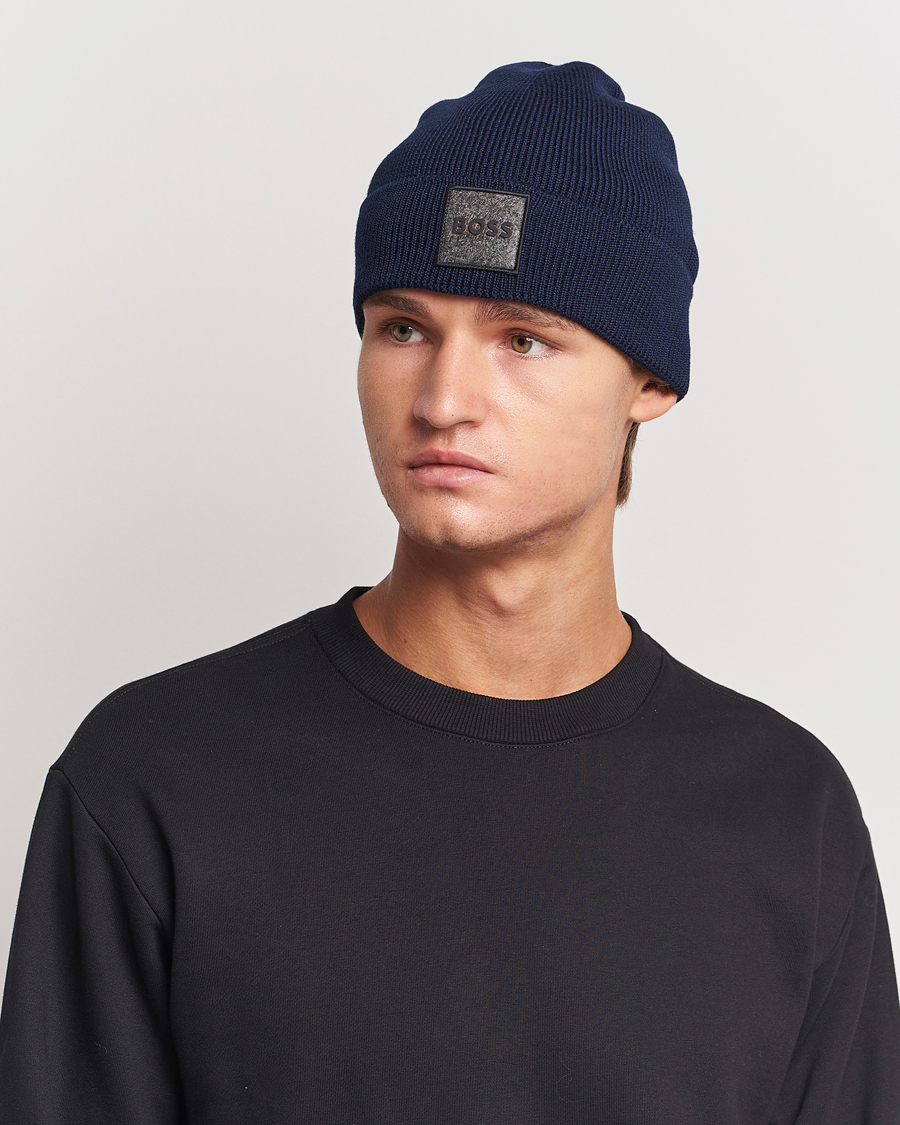 Heren |  | BOSS ORANGE | Foxxy Logo Beanie Dark Blue