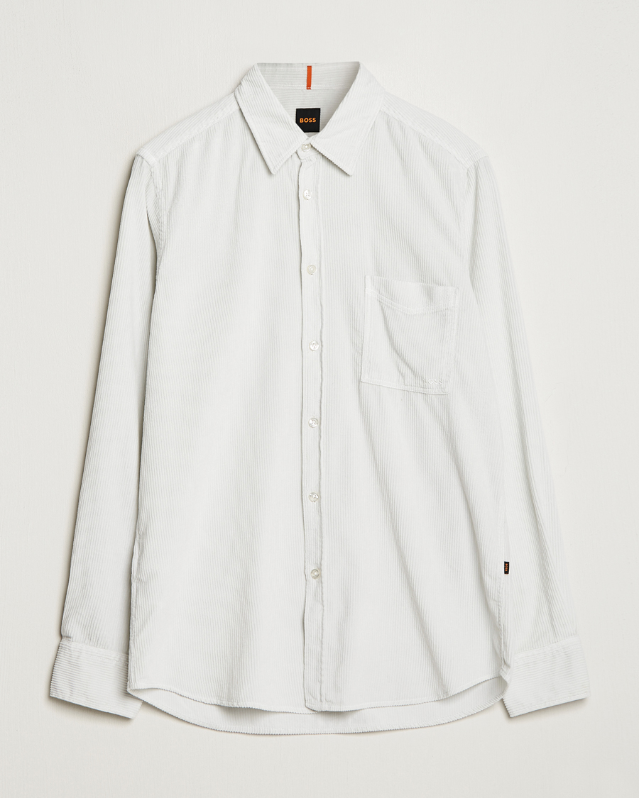 Heren | Overhemden | BOSS ORANGE | Relegant Corduroy Shirt Light Grey