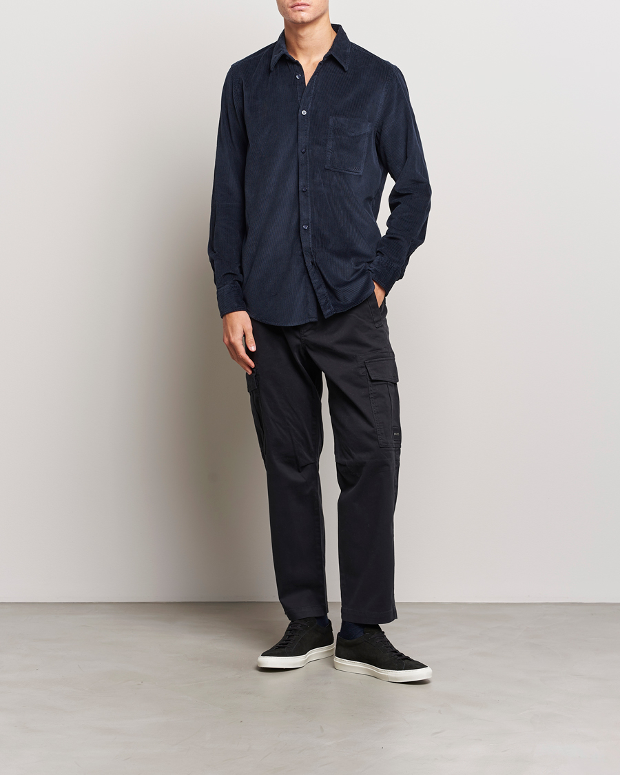 Heren | Overhemden | BOSS ORANGE | Relegant Corduroy Shirt Dark Blue