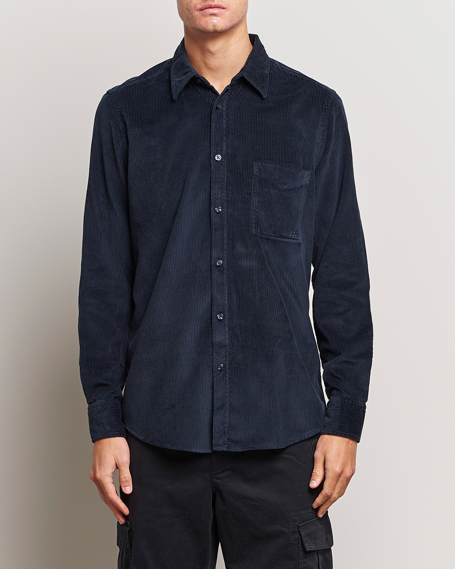 Heren | Overhemden | BOSS ORANGE | Relegant Corduroy Shirt Dark Blue